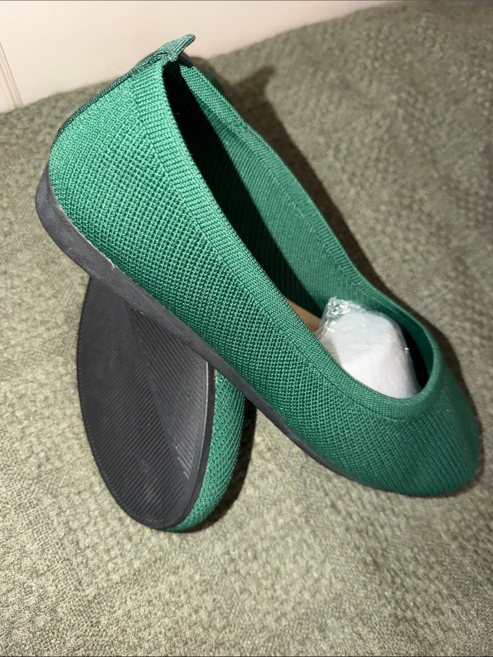 NWOB Women's Dark Green Knit Slip-On Ballet Flats